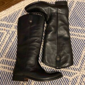 Frye Melissa Button Leather Womens Tall Riding Boot, Black, size 9.5 B